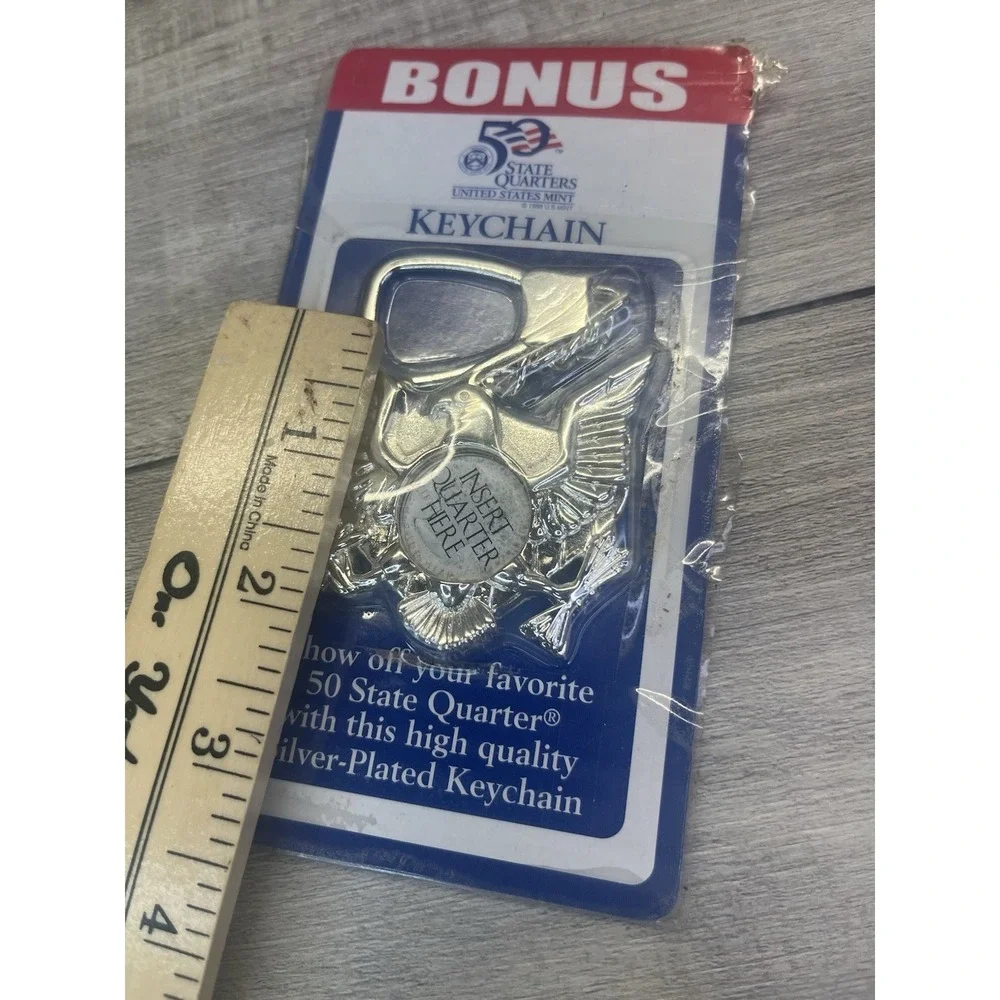 Eagle Coin Keychain New Quarter Holder Silver Plated Patriot Car Truck Keychain